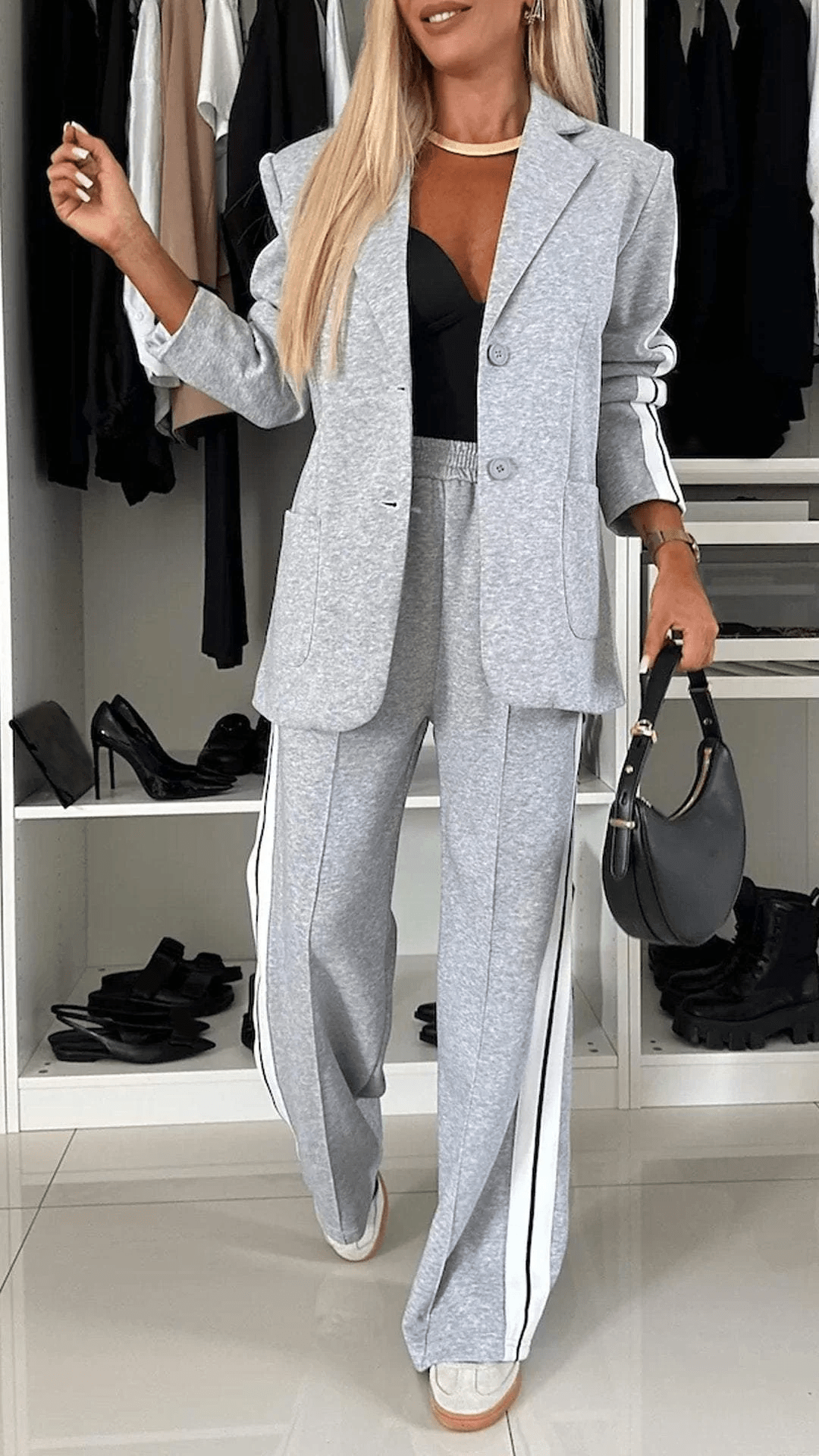 Black Striped Suit Set